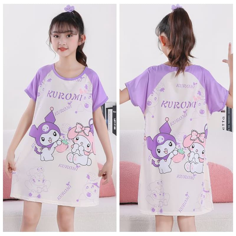 Baju เด ็ กทารกแขนสั ้ นรอบคอสาว Nightdress เด ็ กชุดนอน baju tidur budak perempuan รูปที่ 2