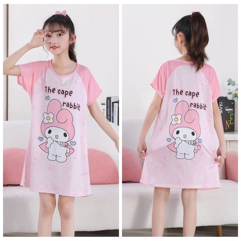 Baju เด ็ กทารกแขนสั ้ นรอบคอสาว Nightdress เด ็ กชุดนอน baju tidur budak perempuan รูปที่ 5