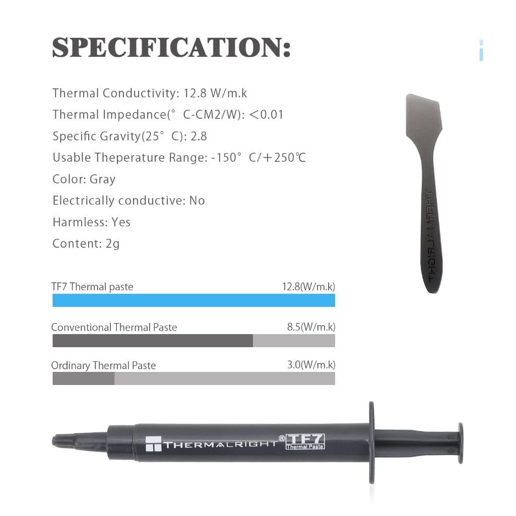 Thermalright TF7 2g การนําไฟฟ้าความร้อนเป็น 12.8 W/mk Thermal Paste Compound สําหรับคูลเลอร์กราฟิกการ์ด CPU จาระบีความร้อนแล็ปท็อปจาระบีความร้อน รูปที่ 3