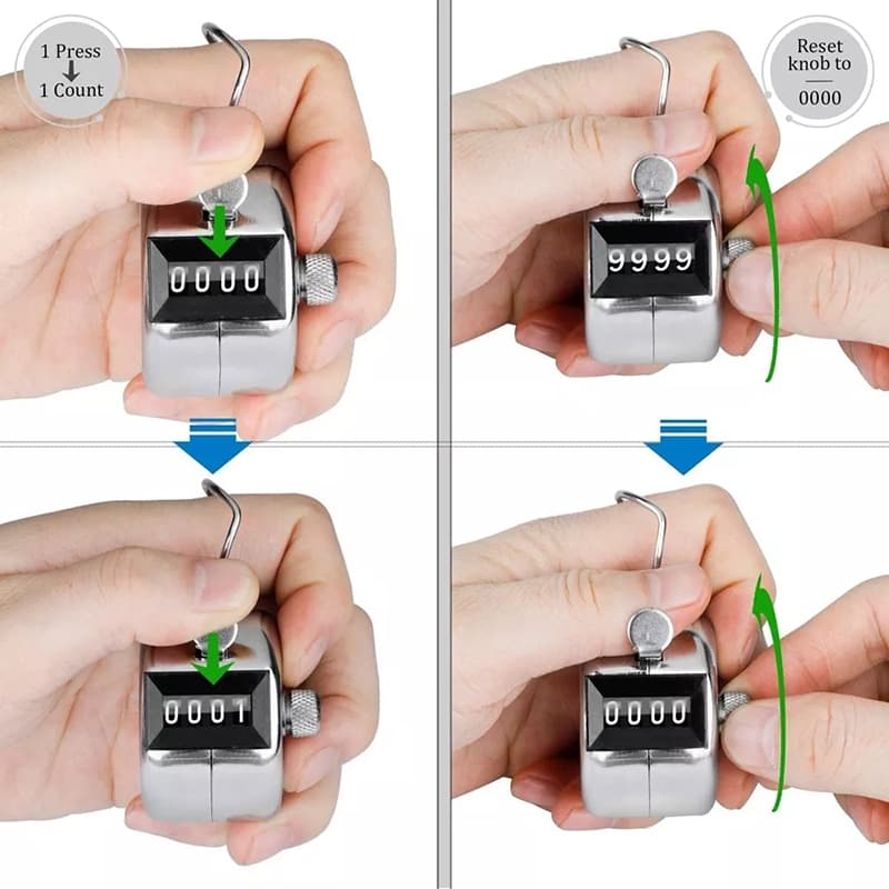 Kiprun Digital Hand Tally Counter 4 หลัก Mini Manual Hand Held Tally Counter Manual นับ Golf Clicker 0-9999 รูปที่ 5
