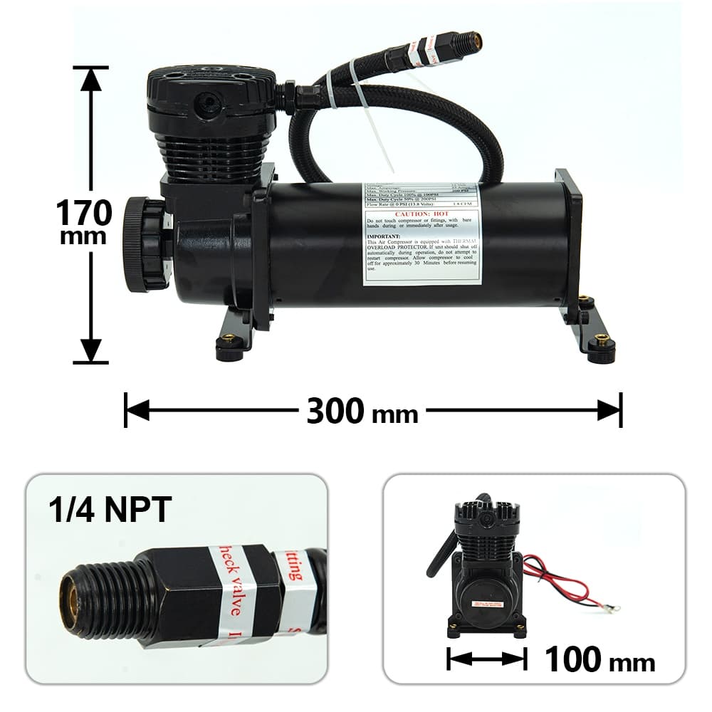 Universal 1/4NPT หรือ 3/8NPT 200PSI 480C 12V ชุดปั๊มช่วงล่างรถยนต์ Chrome / สีดํา รูปที่ 5