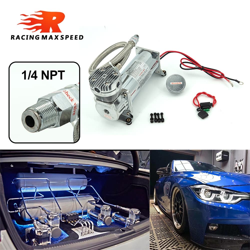 Universal 1/4NPT หรือ 3/8NPT 200PSI 480C 12V ชุดปั๊มช่วงล่างรถยนต์ Chrome / สีดํา รูปที่ 6
