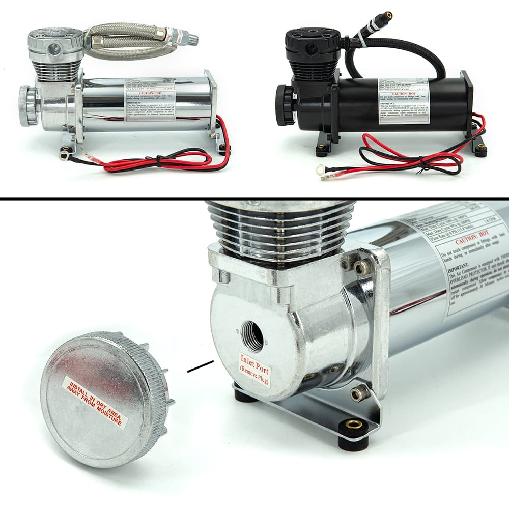 Universal 1/4NPT หรือ 3/8NPT 200PSI 480C 12V ชุดปั๊มช่วงล่างรถยนต์ Chrome / สีดํา รูปที่ 7