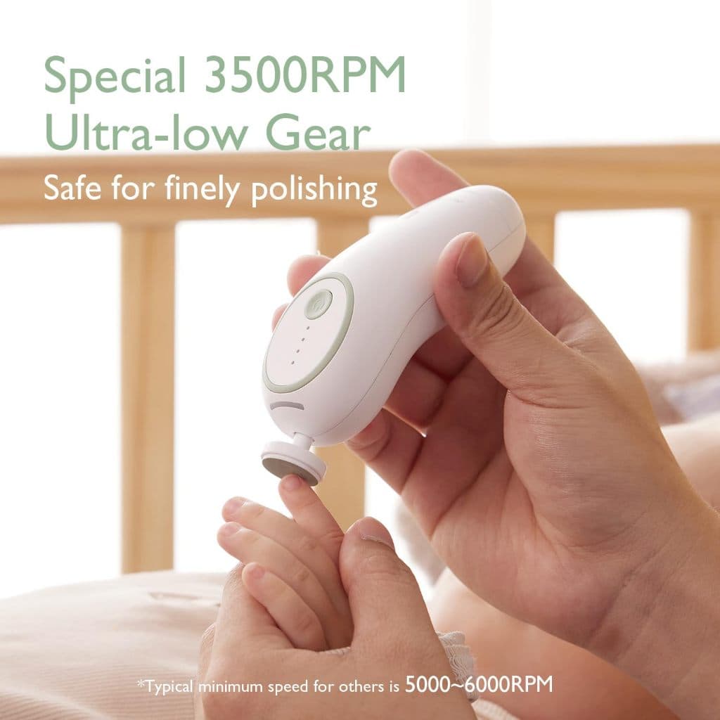 ตะไบเล็บเด็ก Momcozy Electric, เครื่องตัดเล็บเด็กอ่อนโยน แบบชาร์จไฟฟ้า, กรรไกรตัดเล็บเด็กไฟฟ้า, แผ่นเปลี่ยนหัวเจียร 7 แผ่น รูปที่ 5