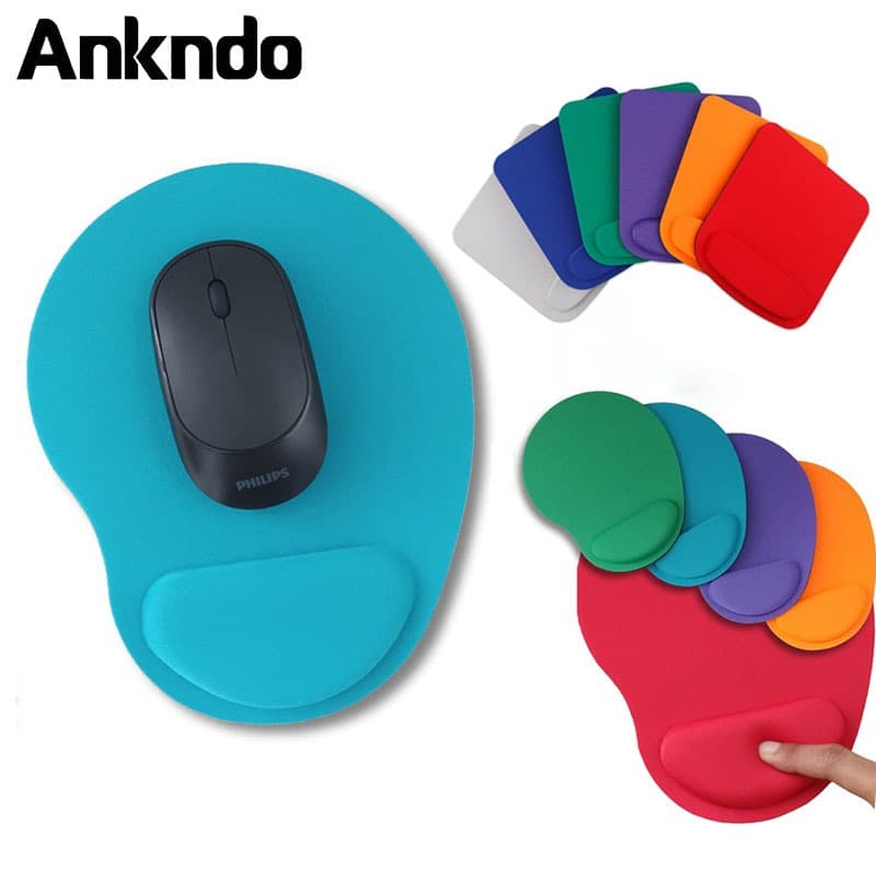 Ankndo แผ่นรองเมาส์ ทรงสี่เหลี่ยม พร้อมที่รองข้อมือ ออกแบบตามสรีรศาสตร์ กันลื่น สีพื้น สําหรับเล่นเกม รูปที่ 2