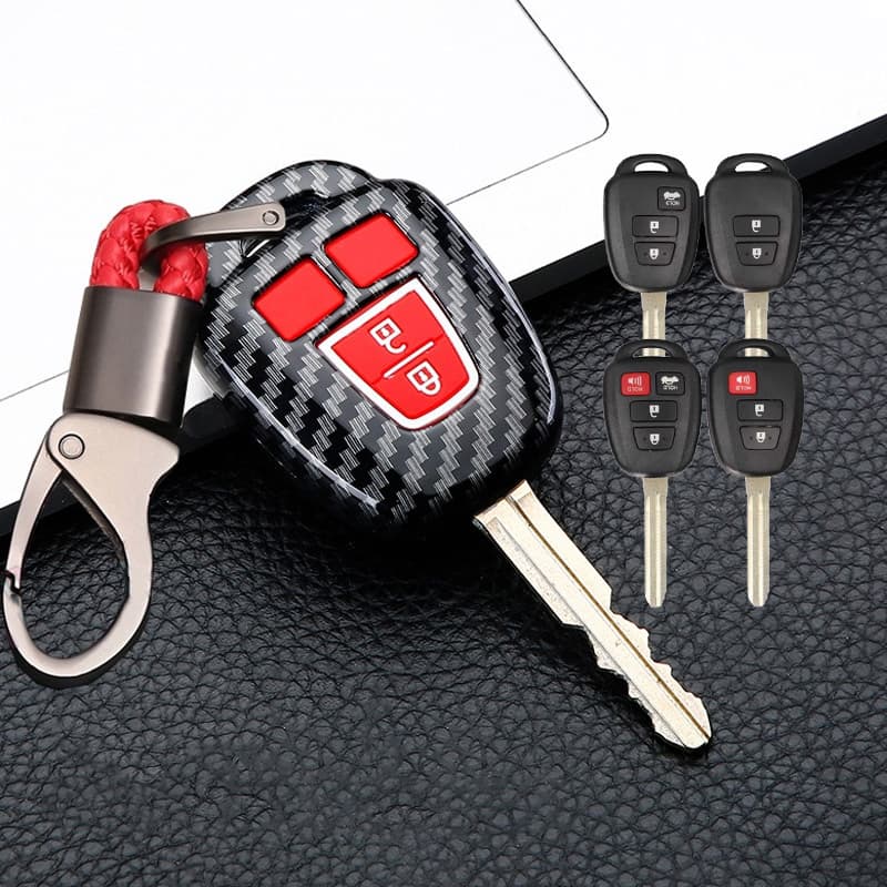 คาร์บอนไฟเบอร์ Toyota vios yaris ativ กุญแจ 2ปุ่ม รีโมท toyota เคสรถยนต์ ปลอก TOYOTA ยาริส เอทีฟ วีออส 2014-2020 Toyota Yaris 2017 / vios / Ativ 3 ปุ่ม 4 ปุ่ม รูปที่ 1