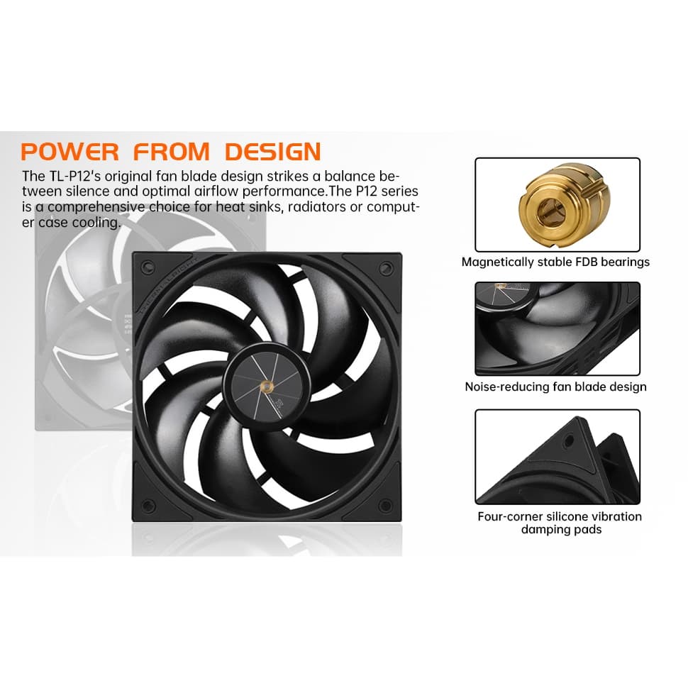 Thermalright TL-P12 พัดลม CPU 12 ซม.พัดลม 4pin PWM Connector เงียบ CPU พัดลมระบายความร้อนคอมพิวเตอร์กรณี Cooler พัดลม S-FDB แบริ่งสูงสุด 1500 RPM พัดลมระบายความร้อน รูปที่ 4