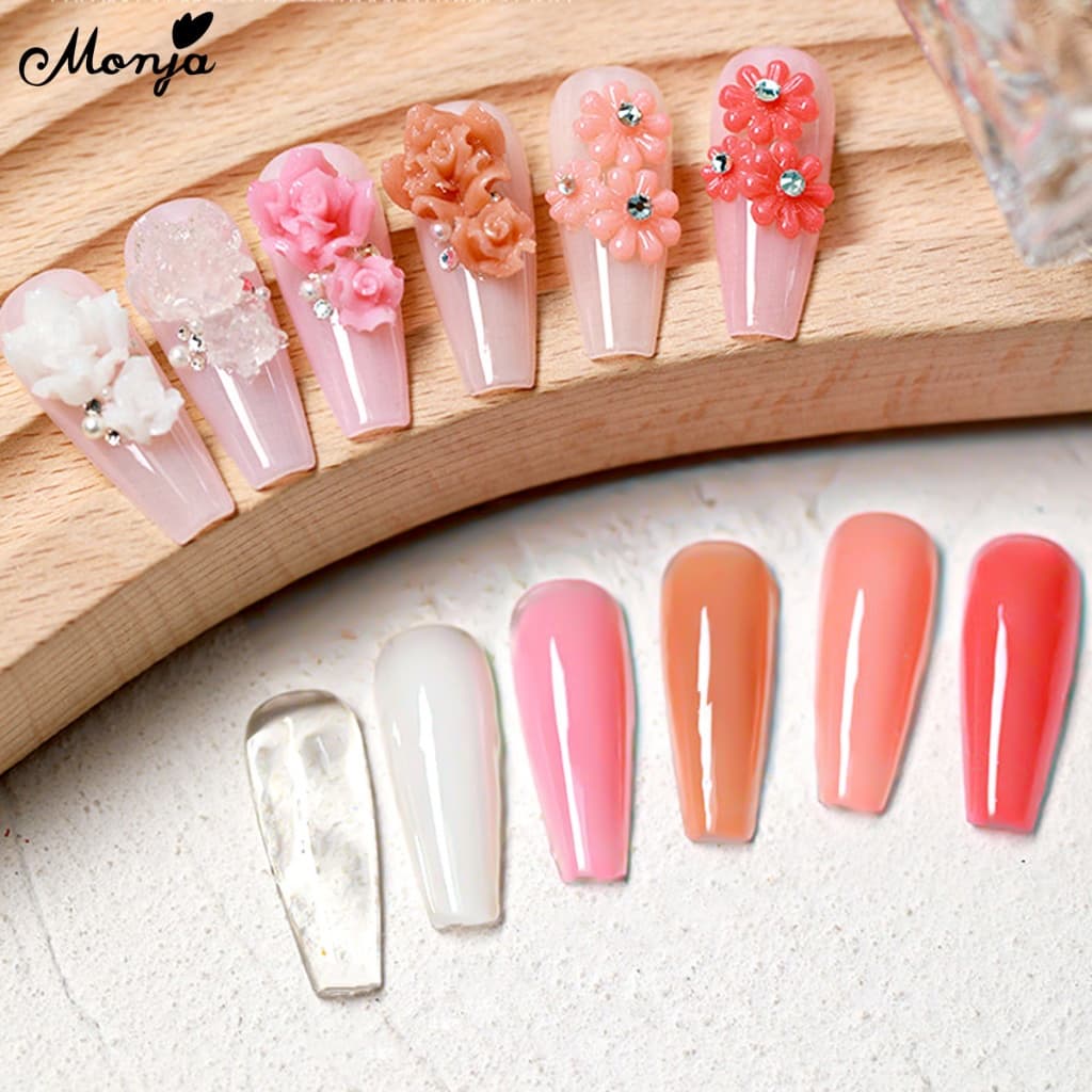 Monja กาวต่อเล็บเจล UV อะคริลิค 3D 5 มล. 6 สี ไม่เหนียวติด ต่อง่าย สําหรับร้านเสริมสวย DIY gel color รูปที่ 3