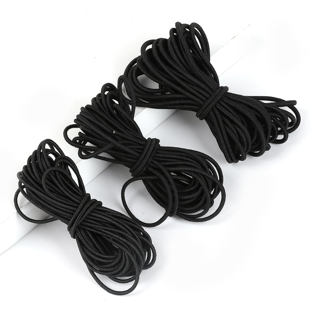 1/1.5/2/.2.5/3/4/5 มม.ความยาว 2M สีดํารอบสายยืดหยุ่นประดับด้วยลูกปัดยืดด้าย/String/Rope สําหรับสร้อยคอสร้อยข้อมือเครื่องประดับทํา