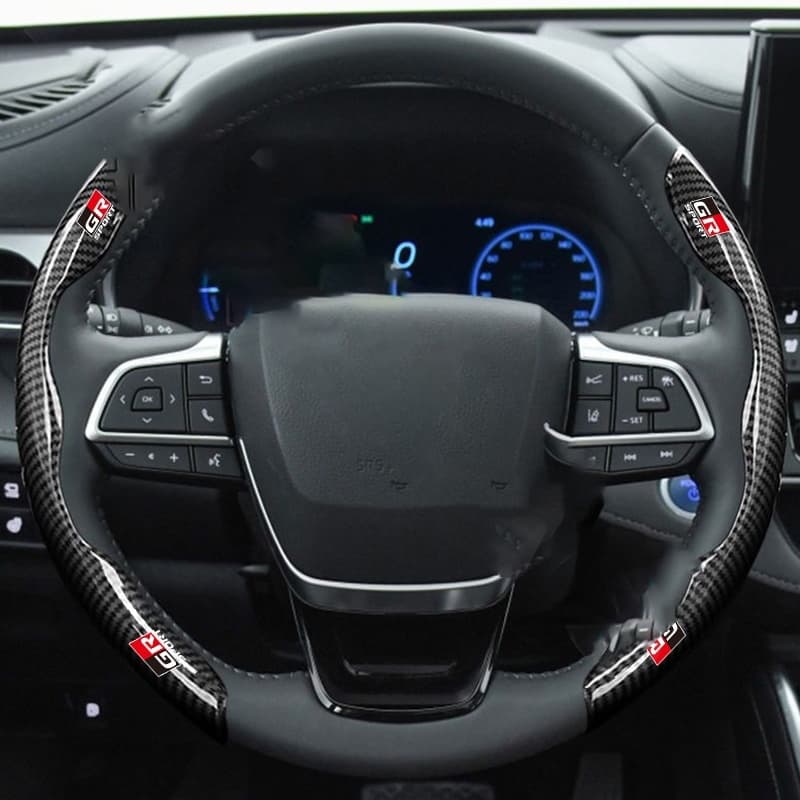 ZLWR Toyota GR ฝาครอบพวงมาลัย ปลอกหุ้มพวงมาลัยคาร์บอนไฟเบอร์ วัสดุABS กันลื่นและทนต่อการสึกหรอ อุปกรณ์รถ ของแต่งรถ แต่งรถ สำหรับ Toyota Prius Fortuner Corolla Cross CHR Camry Wish Vios Veloz Estima Sienta Yaris Ativ Altis Sienta bZ4X Hiace Hilux Revo รูปที่ 2