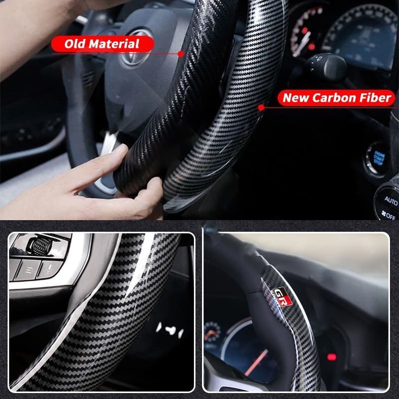 ZLWR Toyota GR ฝาครอบพวงมาลัย ปลอกหุ้มพวงมาลัยคาร์บอนไฟเบอร์ วัสดุABS กันลื่นและทนต่อการสึกหรอ อุปกรณ์รถ ของแต่งรถ แต่งรถ สำหรับ Toyota Prius Fortuner Corolla Cross CHR Camry Wish Vios Veloz Estima Sienta Yaris Ativ Altis Sienta bZ4X Hiace Hilux Revo รูปที่ 4