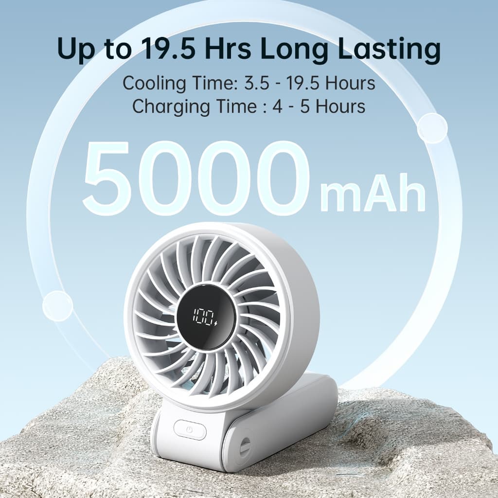 พัดลมพกพา 5000mAh พับได้พร้อมหน้าจอ LED ลมแรง 5 ระดับ การทํางานร่วมกันของ Life7 x Maltese IP รูปที่ 4
