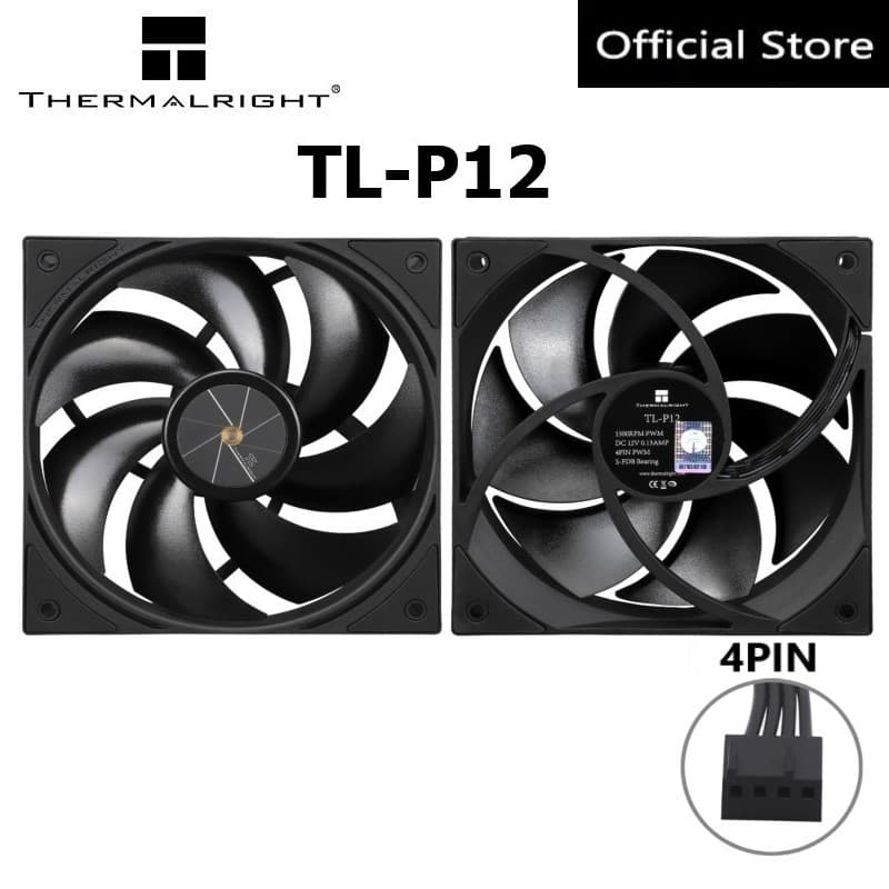 Thermalright TL-P12 พัดลม CPU 12 ซม.พัดลม 4pin PWM Connector เงียบ CPU พัดลมระบายความร้อนคอมพิวเตอร์กรณี Cooler พัดลม S-FDB แบริ่งสูงสุด 1500 RPM พัดลมระบายความร้อน รูปที่ 2