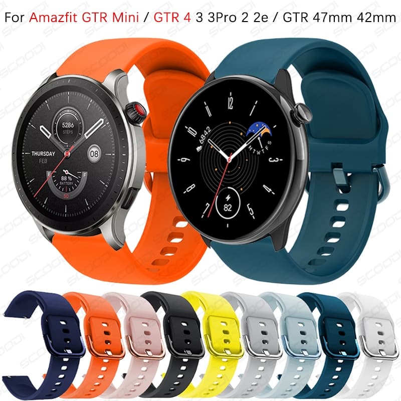 สายรัดข้อมือซิลิโคนสําหรับ Huami Amazfit GTR Mini / GTR 4 / 3 / 3 Pro / 2 / 2e / GTR 47 มม.42 มม.สายนาฬิกาอัจฉริยะสร้อยข้อมือกีฬา รูปที่ 1