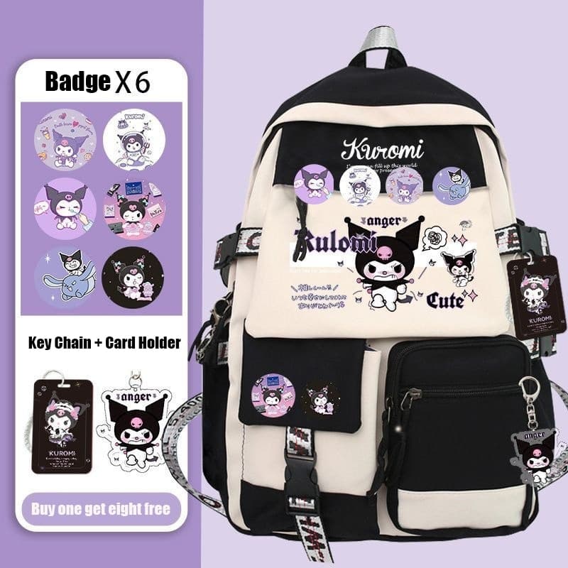 กระเป๋านักเรียน Sanrio Kuromi สุดคิ้วท์! สำหรับนักเรียนป.4-ม.3 กระเป๋าสะพายหลังน้ำหนักเบา รูปที่ 2