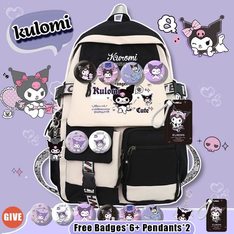 กระเป๋านักเรียน Sanrio Kuromi สุดคิ้วท์! สำหรับนักเรียนป.4-ม.3 กระเป๋าสะพายหลังน้ำหนักเบา รูปที่ 4
