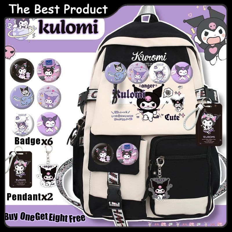 กระเป๋านักเรียน Sanrio Kuromi สุดคิ้วท์! สำหรับนักเรียนป.4-ม.3 กระเป๋าสะพายหลังน้ำหนักเบา รูปที่ 5
