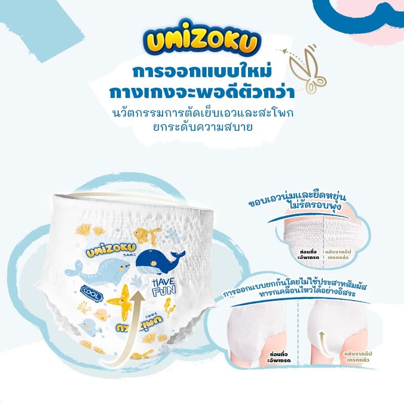แพมเพิส UMiZOKU กางเกงผ้าอ้อม แพมเพิสเด็ก อ้อมเด็ก สำเร็จรูป Baby Pants อ้อมสําเร็จรูป รูปที่ 7