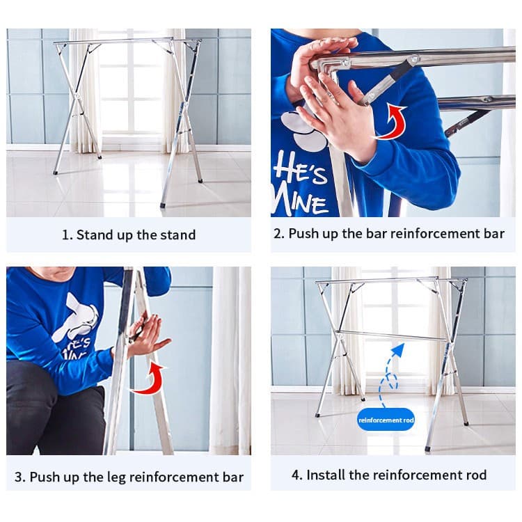 ราวตากผ้าพับได้ สแตนเลส 304 ยืดหดได้ รุ่นตัว X Drying Rack รูปที่ 3