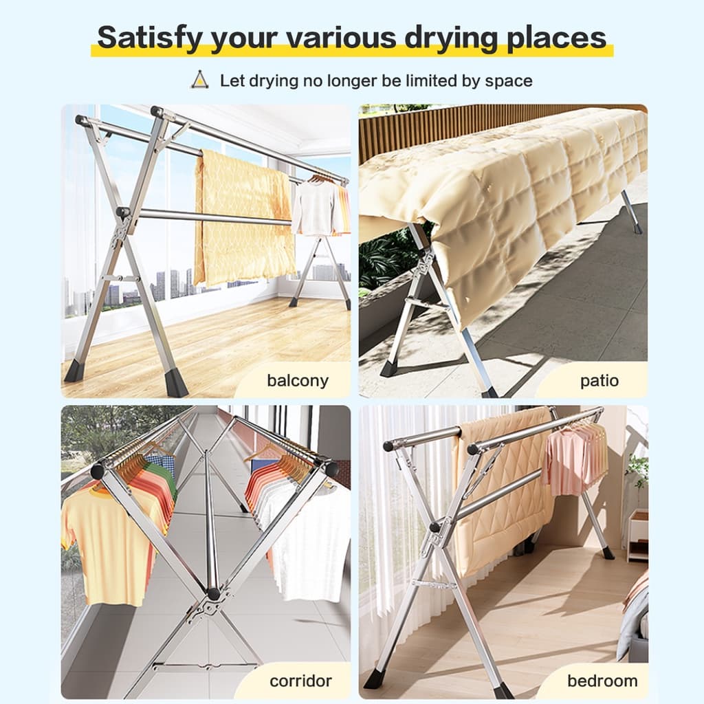 ราวตากผ้าพับได้ สแตนเลส 304 ยืดหดได้ รุ่นตัว X Drying Rack รูปที่ 2