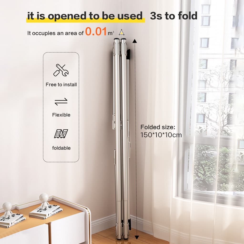 ราวตากผ้าพับได้ สแตนเลส 304 ยืดหดได้ รุ่นตัว X Drying Rack รูปที่ 7