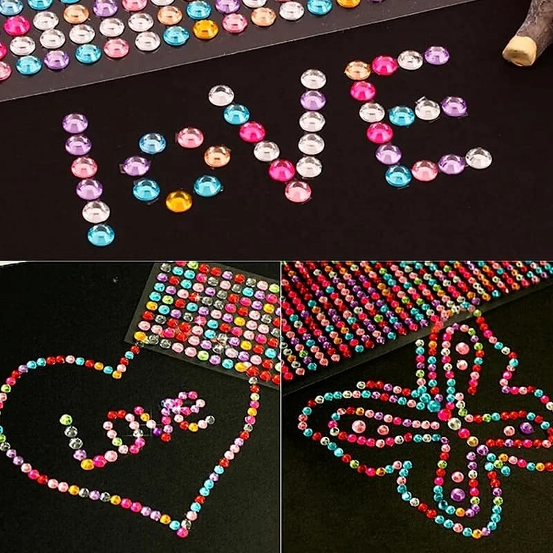1 ชุด Rhinestone Self กาวสติกเกอร์คริสตัลอัญมณีสติกเกอร์เหมาะสําหรับ DIY ตกแต่ง รูปที่ 4