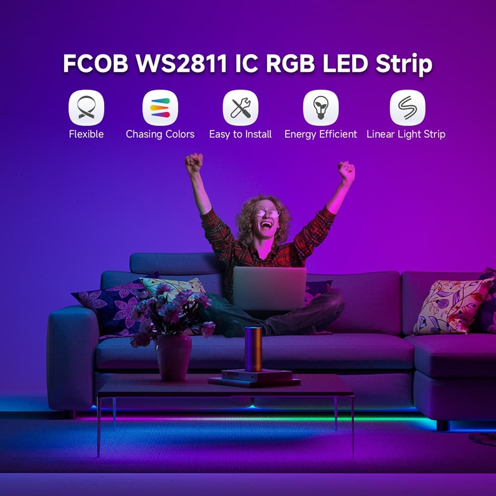 BTF-LIGHTING 10 เมตร COB RGB IC แถบไฟ LED 576LEDs/m WS2811 IC แอดเดรสได้ 12V 24V รูปที่ 2
