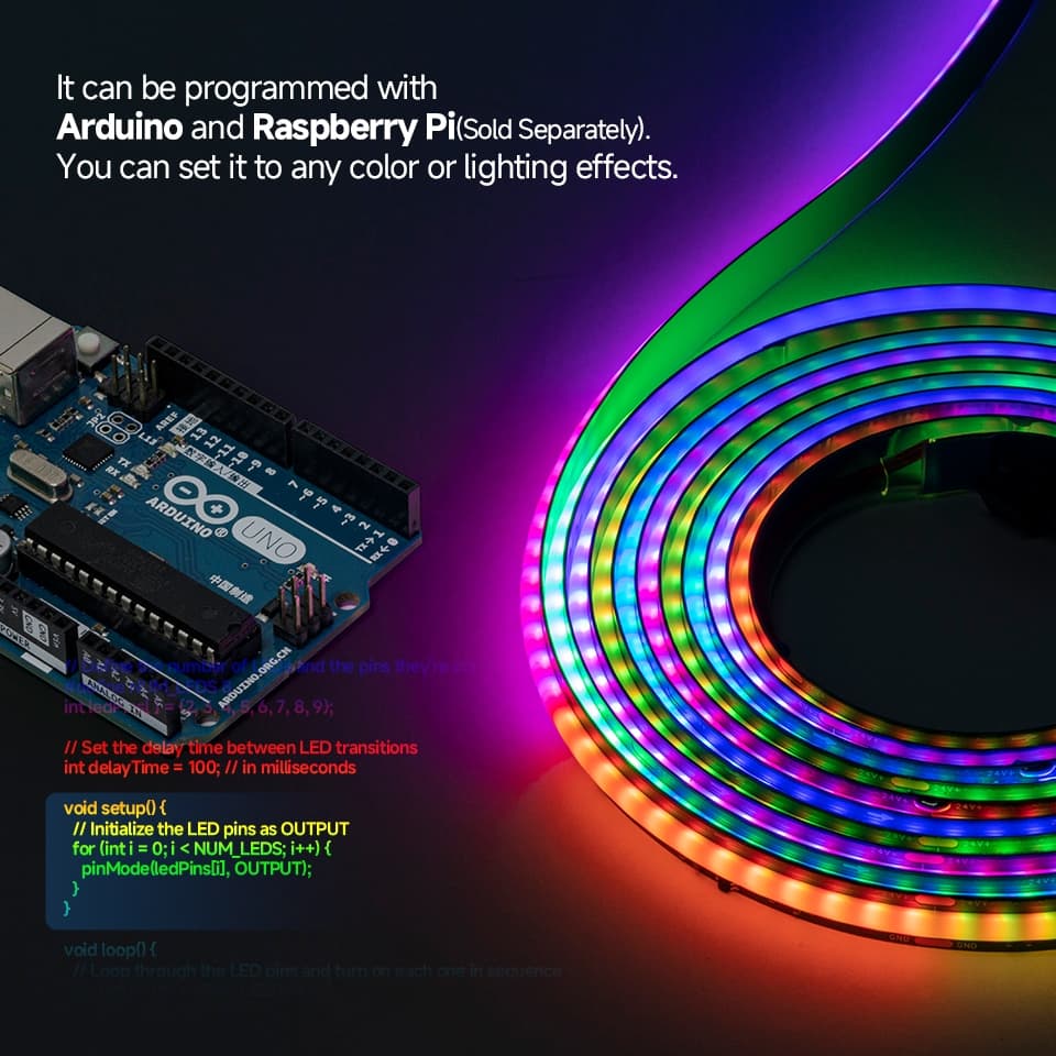BTF-LIGHTING 10 เมตร COB RGB IC แถบไฟ LED 576LEDs/m WS2811 IC แอดเดรสได้ 12V 24V รูปที่ 8