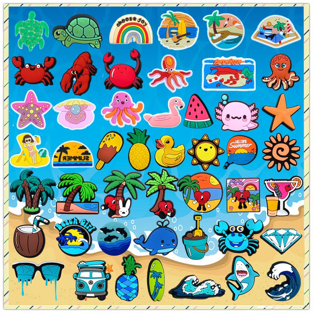 1 ชิ้นฤดูร้อนชายหาดการ์ตูนรองเท้า Charms Pins PVC DIY รองเท้าแตะ clogs อุปกรณ์เสริมผู้หญิงเด็กผู้หญิงของขวัญ รูปที่ 1