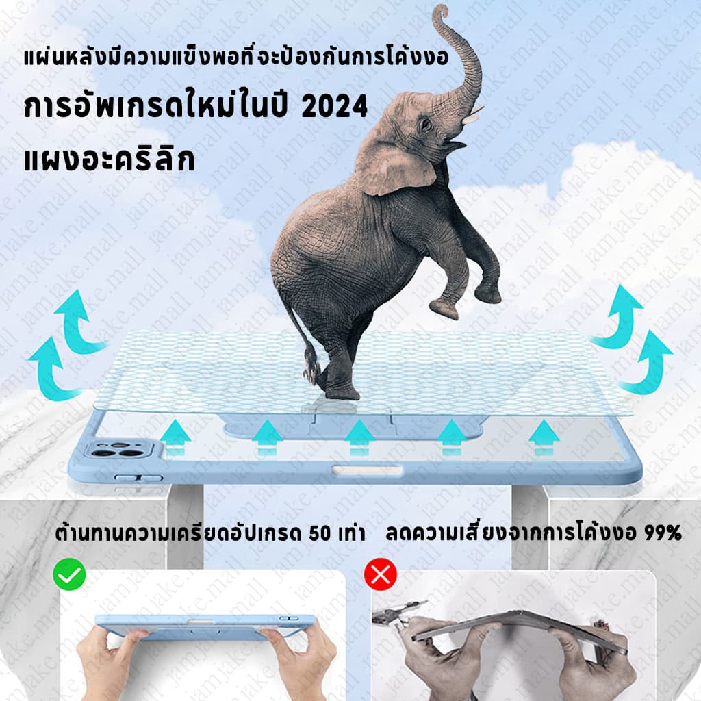 เคส ipad ด้านหลังโปร่งใสปรับได้ 360 องศา พร้อมช่องเสียบปากกา ชาร์จแม่เหล็กได้ ipad Gen7/8/9/10,Air4/5,pro11/2.9/13 2024 รูปที่ 2