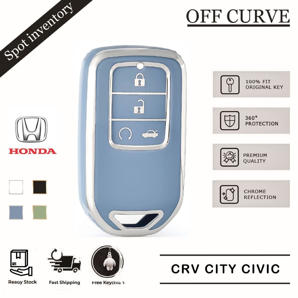 ฝาครอบ TPU เหมาะสําหรับ Honda CRV City Civic FC BRV Accord HRV Jazz Keyless Smart Entry Push Start TPU Remote 2/3/4Button รูปที่ 1