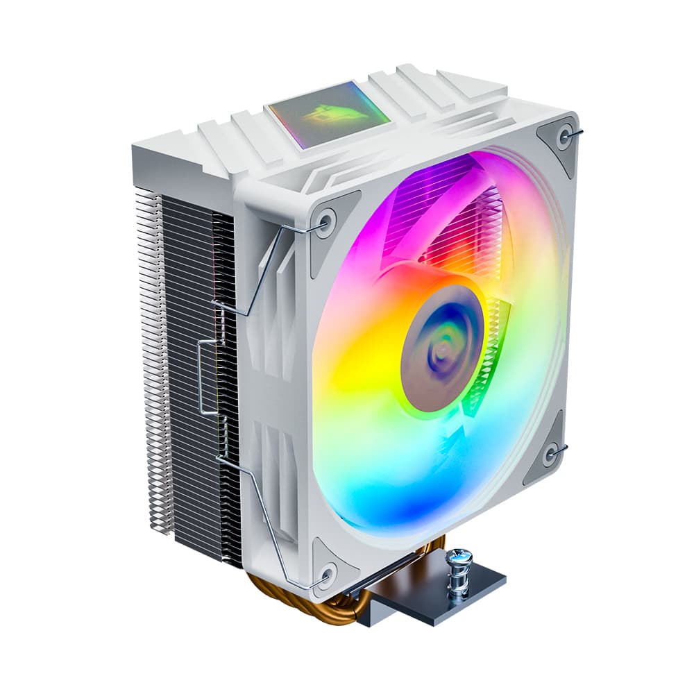 Jungle Leopard K400 CPU Cooler สีดํา/สีขาว 4 ท่อความร้อน 120 มม.พัดลม CPU 4PIN PWM สี LED ฝาครอบด้านบน Infinity Mirror Design สําหรับ Intel LGA1155 LGA1200 LGA1366 LGA1700 LGA2066 รูปที่ 3
