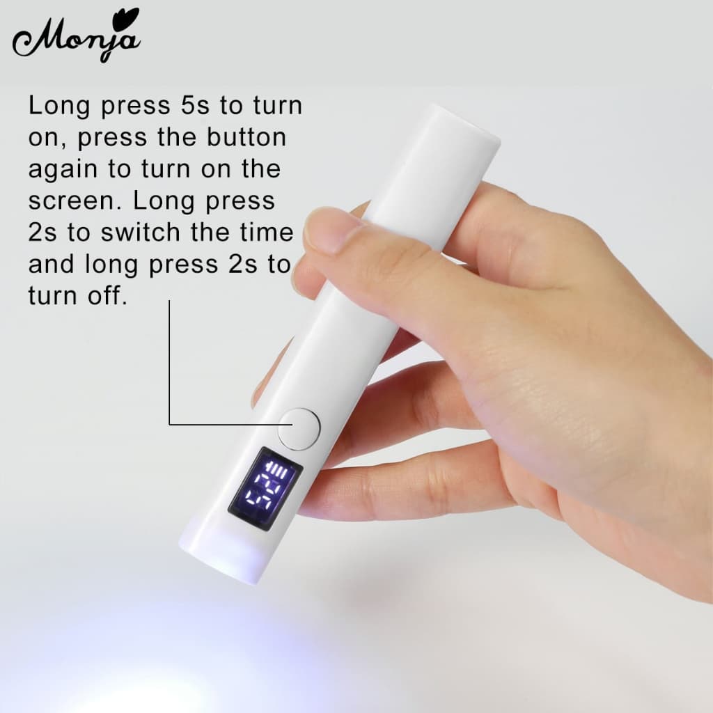 Monja เครื่องเป่าเล็บเจล UV LED ขนาดเล็ก แบบพกพา สีขาว พร้อมหน้าจอ dryer lamp light handheld รูปที่ 7