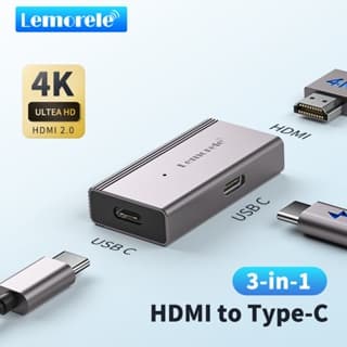 Lemorele LD48 AR อะแดปเตอร์ 4k60Hz USB C Display Port Adapter รองรับคอมพิวเตอร์พร้อมคอนโซลเกม HDMI กล่องทีวีต่างๆ และจอพกพา RayNeo AR แว่นตา รูปที่ 1