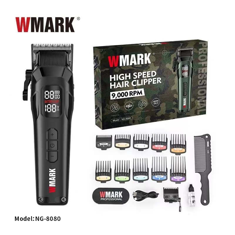 Wmark ปัตตาเลี่ยนผม NG-8080 ปัตตาเลี่ยนไฟฟ้าความเร็วสูงแบบปรับได้ไฟฟ้าชาร์จร้านทําผม รูปที่ 1