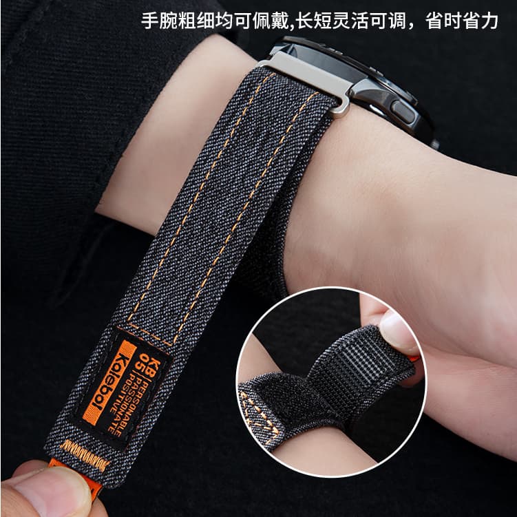 สายรัดข้อมือผ้าเดนิมขนาด 22 มม. เหมาะสําหรับนาฬิกา Huawei GT6/gt5/gt4/gt3/gt5pro/watch5/4PRO สาย Velcro กีฬา Breathable 20 มม.18 มม. รูปที่ 3