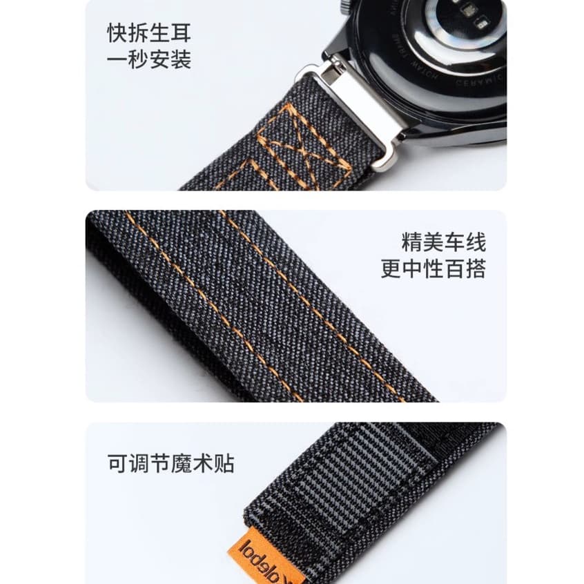 สายรัดข้อมือผ้าเดนิมขนาด 22 มม. เหมาะสําหรับนาฬิกา Huawei GT6/gt5/gt4/gt3/gt5pro/watch5/4PRO สาย Velcro กีฬา Breathable 20 มม.18 มม. รูปที่ 5