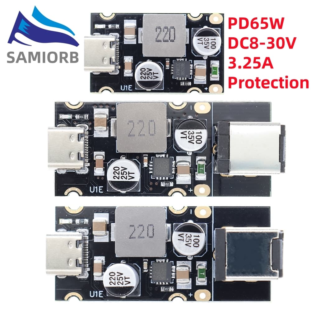 Samirob QC4.0 QC3.0 Type-C USB PD65W Fast Charging อะแดปเตอร์โมดูล DC8-32V 3.25A 65W ขั้นตอนลงโมดูลสําหรับ Huawei SCP/FCP Apple PD รูปที่ 2