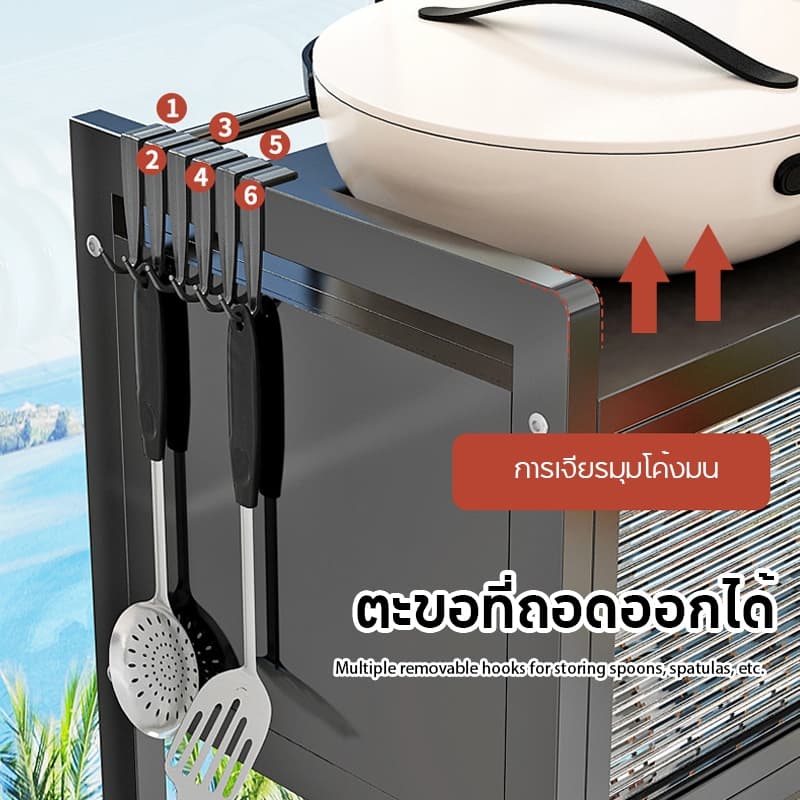 JFSHL ชั้นวางของสแตนเลส จานสแตนเลส 304 จาน 65/85/95/105 ซม. คร่อมอ่างล้างจาน วางของใต้อ่างล้างจาน ชาม แร็ค รูปที่ 3