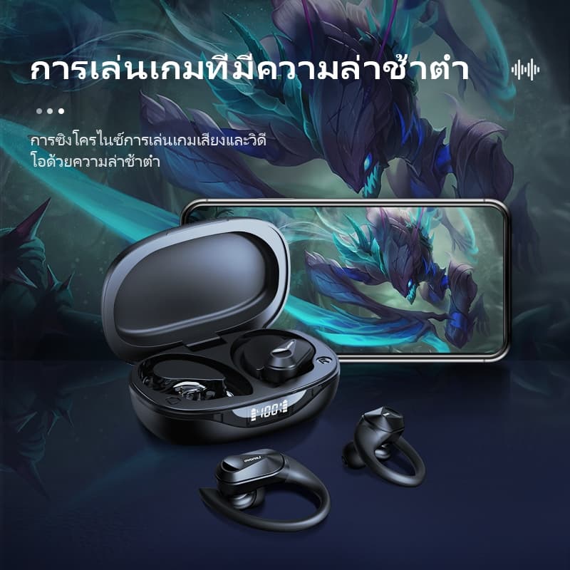 Lenovo LP75 หูฟังบลูทูธ หูฟังไร้สายกีฬา การลดสัญญาณรบกวน ENC หูฟังแบบแขวนกันน้ํา 300mAh with Mic Bluetooth V5.3 รูปที่ 2