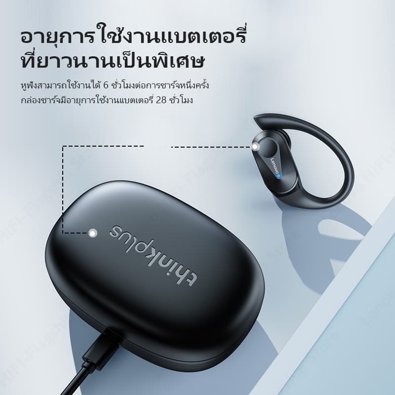 Lenovo LP75 หูฟังบลูทูธ หูฟังไร้สายกีฬา การลดสัญญาณรบกวน ENC หูฟังแบบแขวนกันน้ํา 300mAh with Mic Bluetooth V5.3 รูปที่ 4