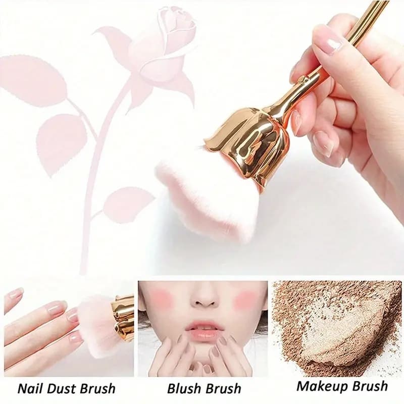 Rose Flower Blush Brush ขนแปรงนุ่ม สําหรับปัดแป้ง/ปัดฝุ่น/แต่งหน้า/เล็บ Foundation Make Up Brush เล็บผมนุ่ม รูปที่ 2