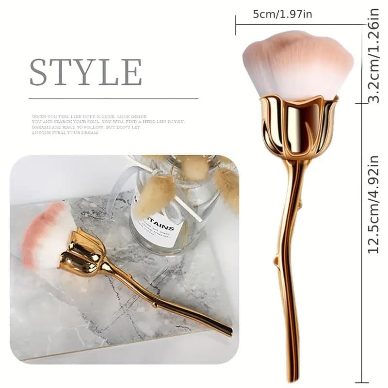 Rose Flower Blush Brush ขนแปรงนุ่ม สําหรับปัดแป้ง/ปัดฝุ่น/แต่งหน้า/เล็บ Foundation Make Up Brush เล็บผมนุ่ม รูปที่ 9