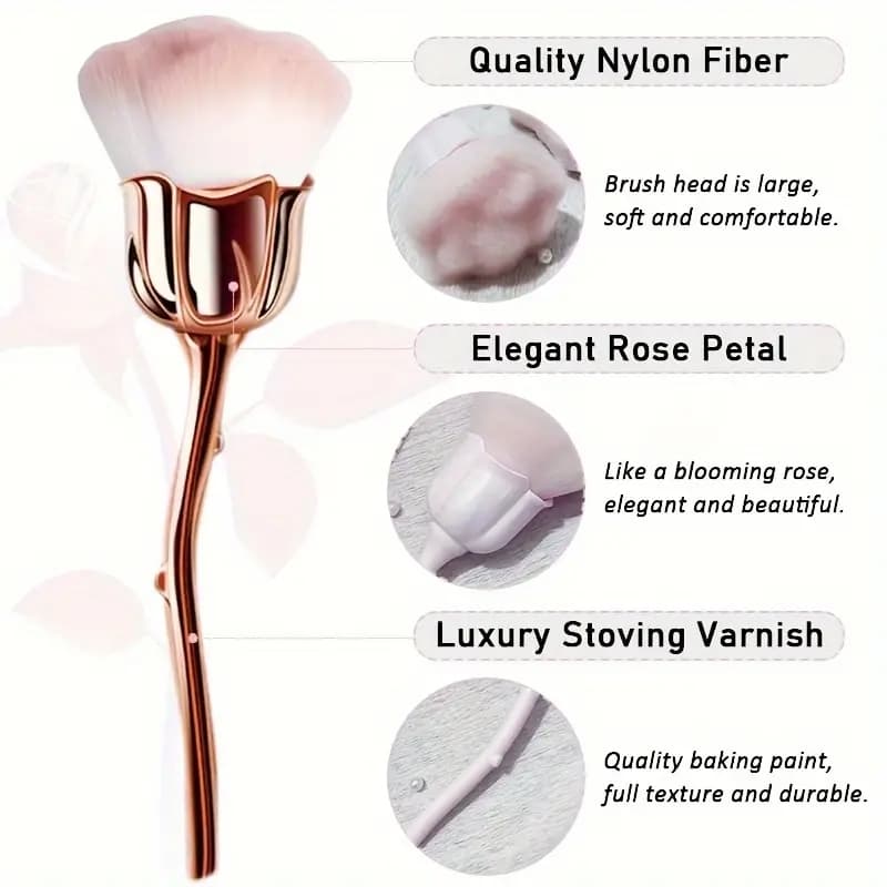Rose Flower Blush Brush ขนแปรงนุ่ม สําหรับปัดแป้ง/ปัดฝุ่น/แต่งหน้า/เล็บ Foundation Make Up Brush เล็บผมนุ่ม รูปที่ 4