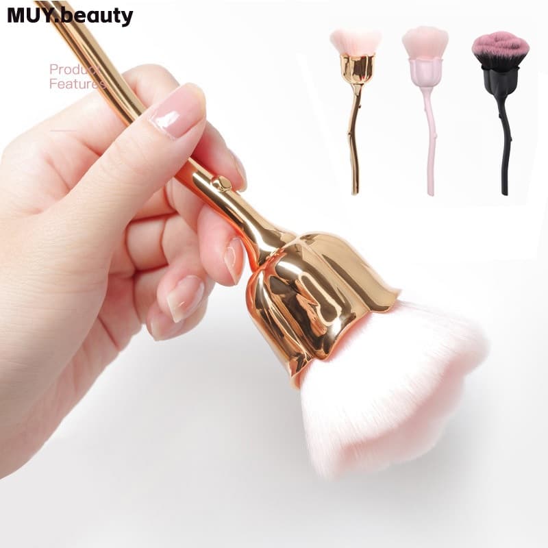 Rose Flower Blush Brush ขนแปรงนุ่ม สําหรับปัดแป้ง/ปัดฝุ่น/แต่งหน้า/เล็บ Foundation Make Up Brush เล็บผมนุ่ม รูปที่ 1