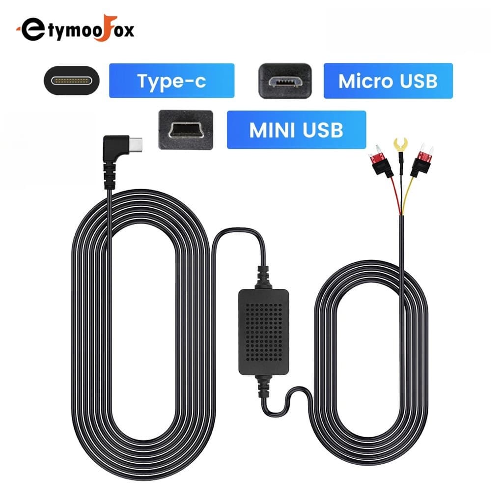 2/3 Core Car Hardwire Kit สําหรับรถยนต์ DVR Mini หรือ TYPE-C USB Car Charger สําหรับ Dash Cam Reaview กระจก 24H การตรวจสอบที่จอดรถ รูปที่ 1