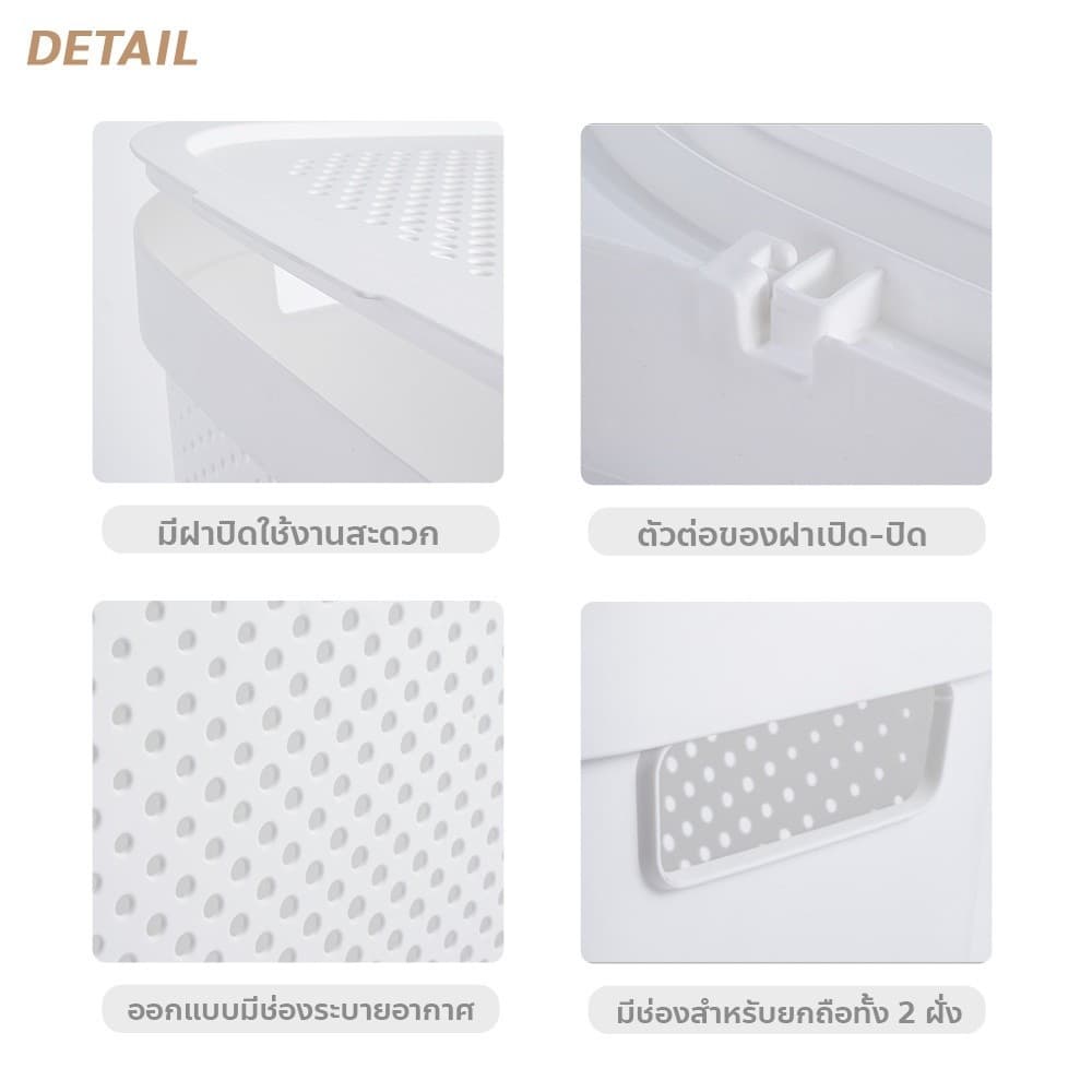 45L/55Lตะกร้าใส่ผ้า ตะกร้าอเนกประสงค์ จัดเก็บเสื้อผ้า ระบายอากาศได้ laundry basket ขนาดใหญ่ สีขาว รูปที่ 7