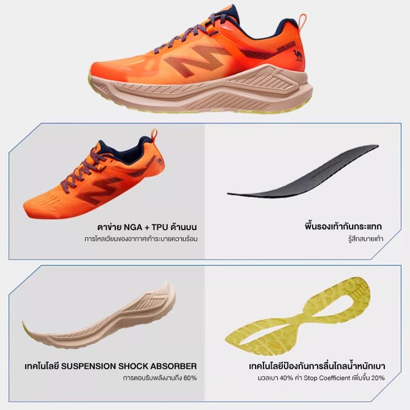 Camel Jogging Shoes All-terrain Grip Wear-proof Cushioned Casual Sports Shoes for Men รูปที่ 4