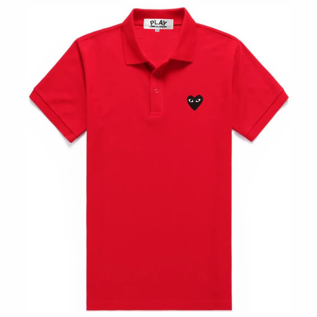 Fashion PLAY ปักหัวใจ เสื้อยืดโปโลผู้ชาย Super สบายและปลอดภัย Cotton Polo Tops เสื้อยืดผู้ชาย รูปที่ 3