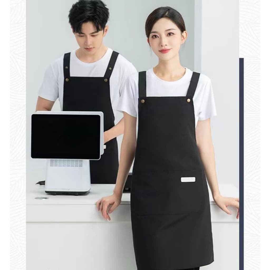 พร้อมสต็อก ผ้าใบผ้ากันเปื้อนกันน้ํา โลโก้พิมพ์กําหนดเอง จัดเลี้ยง เบเกอร์ คาเฟ่ ป้องกันเปื้อน ทํางาน ทําอาหาร ห้องครัว รูปที่ 9